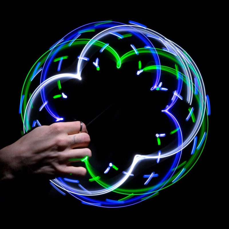 GloFX 8-LED Double Rave Orbit: X Dual Light - Purple Green Blue White LED - Image 2